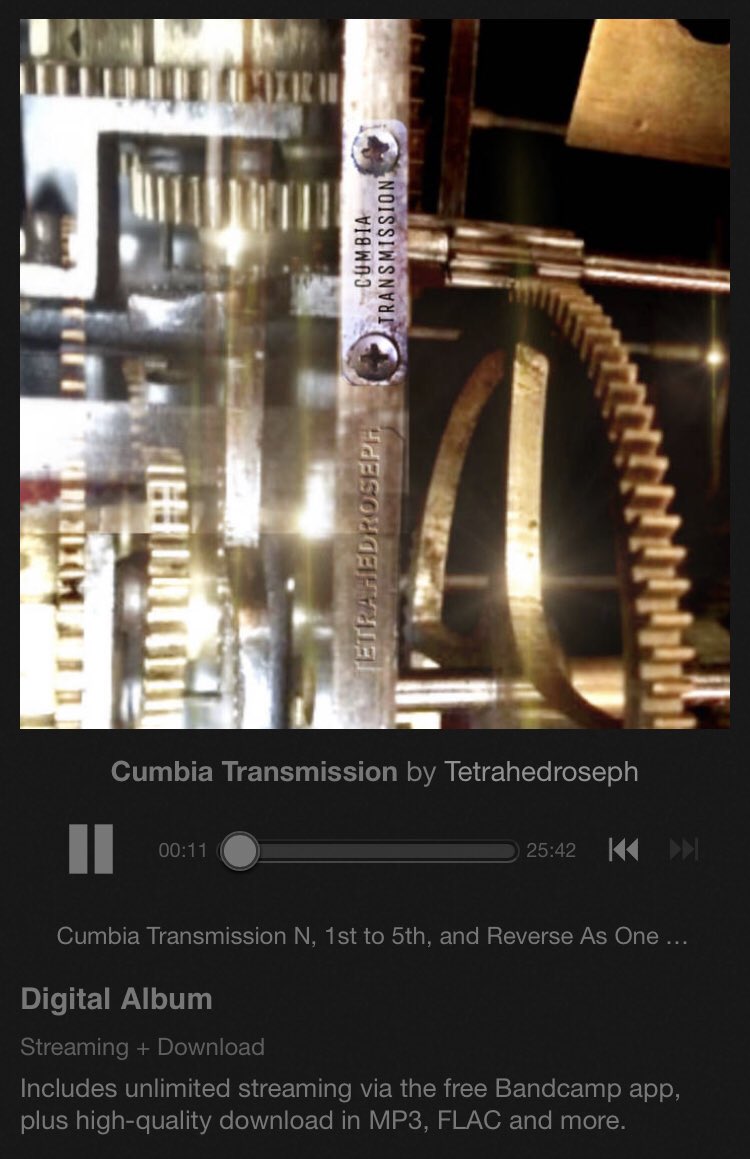 Each song features rythmic groupings to match the gear number in the songs name. 
The last song on this album is a presentation of all the previous song mixed to sound continuous. 

tetrahedroseph.bandcamp.com/album/cumbia-t…

Count it?

#cumbia #cumbiatransmission #cumbias #bandcampfriday
