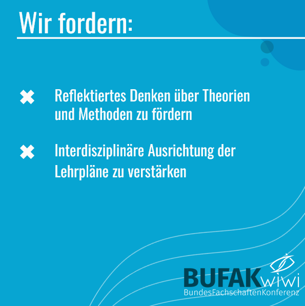 BuFaK_WiWi's tweet photo. [Positionspapiere]

Diese Woche wollen wir euch das Positionspapier “Forderung einer pluralisierten ökonomischen Bildung” vorstellen. 
Hier sind die Kernpunkte der Forderungen des Positionspapiers für euch zusammengefasst:
1/2 https://t.co/fJq6guD6T0