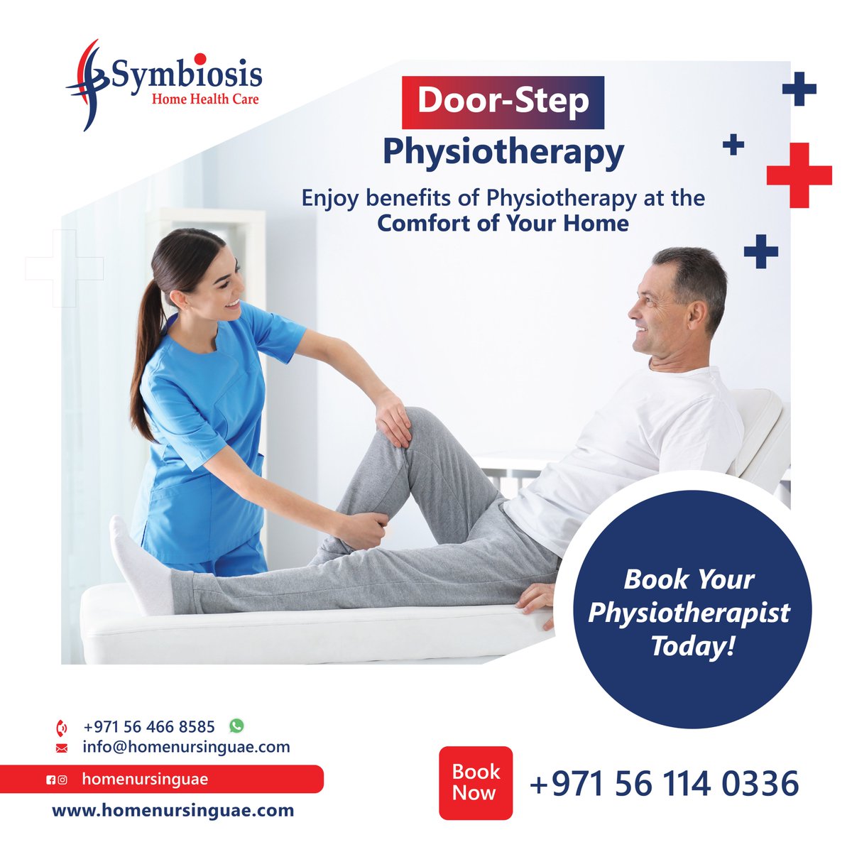 Door-Step Physiotherapy
Enjoy the benefits of Physiotherapy at the Comfort of Your Home
Book an appointment:
+971 56 114 0336

homenursinguae.com

#symbiosis #health #physioexpert #physioservices #physiotherapyservices #homenursinguae  #healthcare #Dubai #UAE