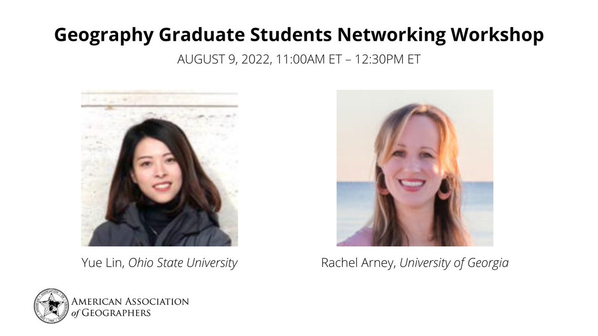 Join AAG for our Summer Series Graduate Forum “Geography Graduate Students Networking Workshop" where you’ll have a chance to discuss your research in small groups and establish contacts with each other. bit.ly/3B8f1Jb