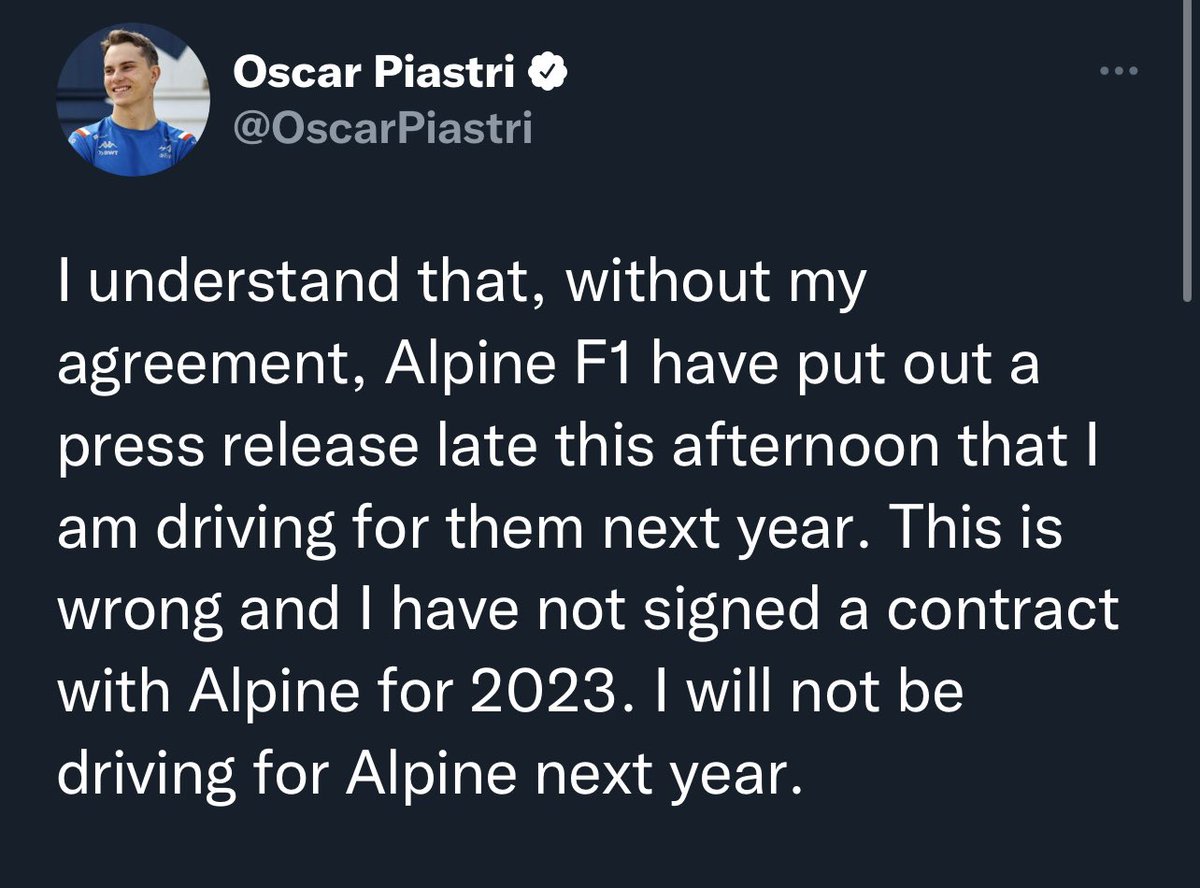 negativecamber_'s tweet photo. Please tell me that Rich Energy is also involved in this debacle somehow! #f1 #AlpineF1Team #OscarPiastri https://t.co/qdlc30LwJ7