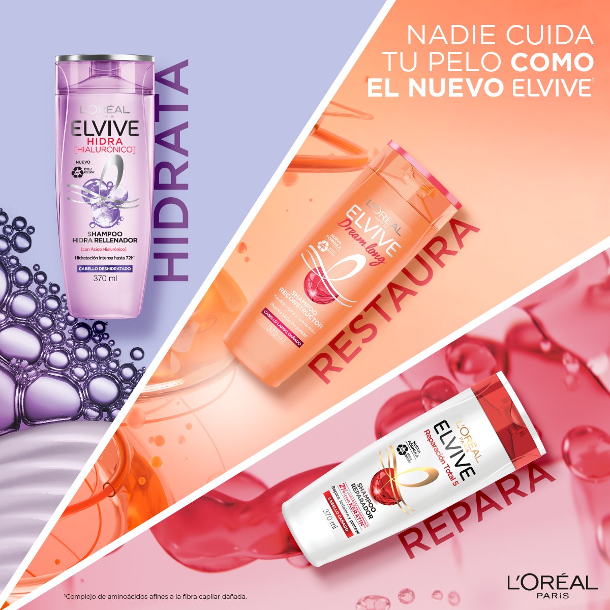 Los nuevos beneficios de Elvive harán que tu pelo luzca brillante y lleno de vida ¡Prueba tu favorito y #SienteElCambio 💜!