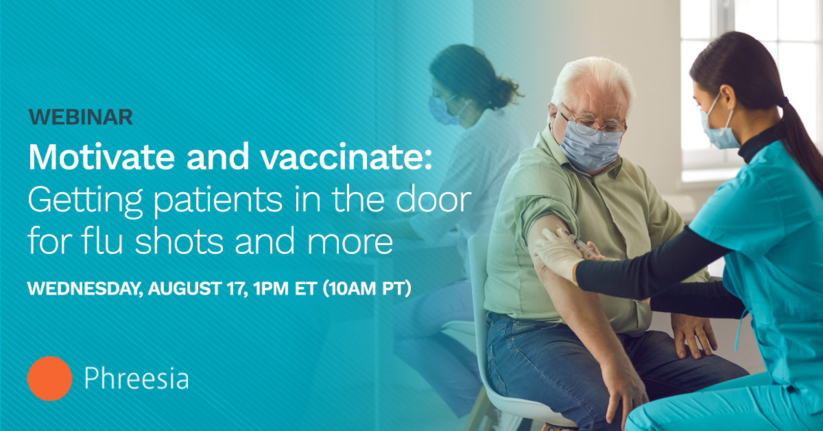 phreesia's tweet photo. Join us for a 20-minute #webinar as Phreesia experts offer a forecast for the upcoming #fluseason and share recommendations for increased vaccine uptake for flu and other routine vaccines — all without adding additional #healthcare staff. Sign up today: https://t.co/oCyalKKFFn https://t.co/lSLl6fgJ7a