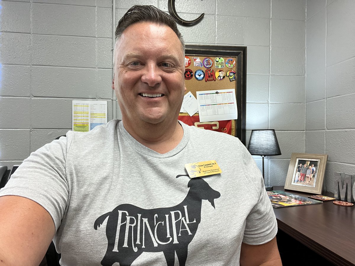 bcampbell70's tweet photo. Wearing my new favorite t-shirt today!! Thank you so much @Stacy4Armstrong!! You are the greatest! 🐐🐐@NAESP @MoAESP https://t.co/8omSDgam61