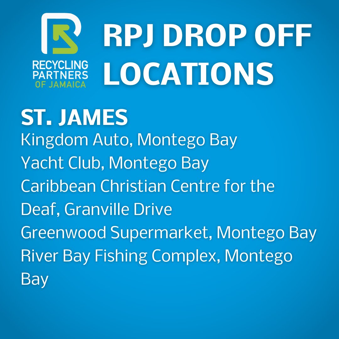 RecyclingJA's tweet photo. New drop-off locations are available in St. James. Visit our website or contact us for more information. #recycling #dropoffpoint #whywerecycle #rpjdepot https://t.co/12KADiU8fU