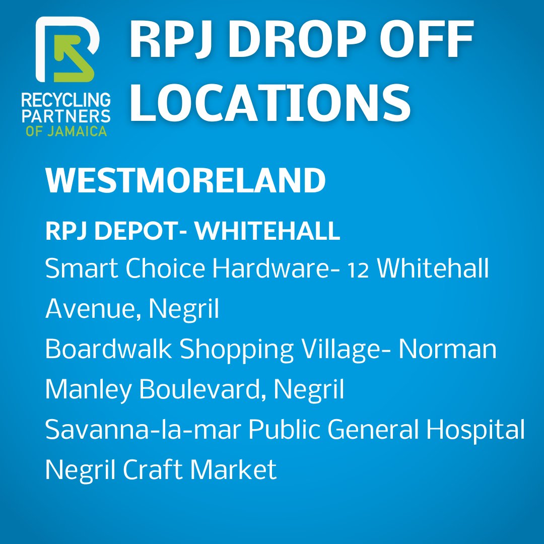 RecyclingJA's tweet photo. New drop-off locations are available in Western Jamaica. Visit our website or contact us for more information. #recycling #dropoffpoint #whywerecycle #rpjdepot https://t.co/iDe2v3HW9D