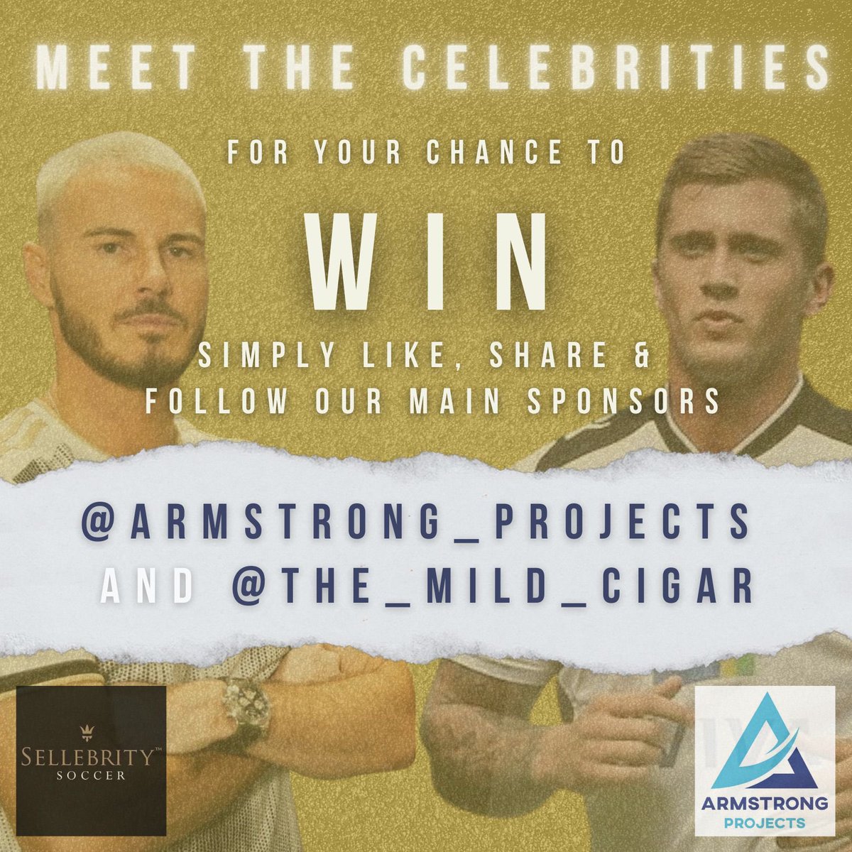 Win 6 VIP Tickets to a match of your choice, meet the players & take home a celebrity players shirt. Follow @armstrong_projects @the_mild_cigar @Sellebrity_UK Like & Share this Post Tag 3 Friends Winner randomly picked by a sponsor on 08,08,2022. #comp #charity #football