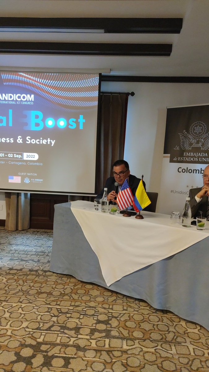 technoymas's tweet image. Lanzamiento oficial de la agenda académica #ANDICOM2022 con la representación del país invitado, en cabeza de Francisco Palmieri, Embajador ( E) de Estados Unidos en Colombia. @ANDICOM @USEmbassyBogota