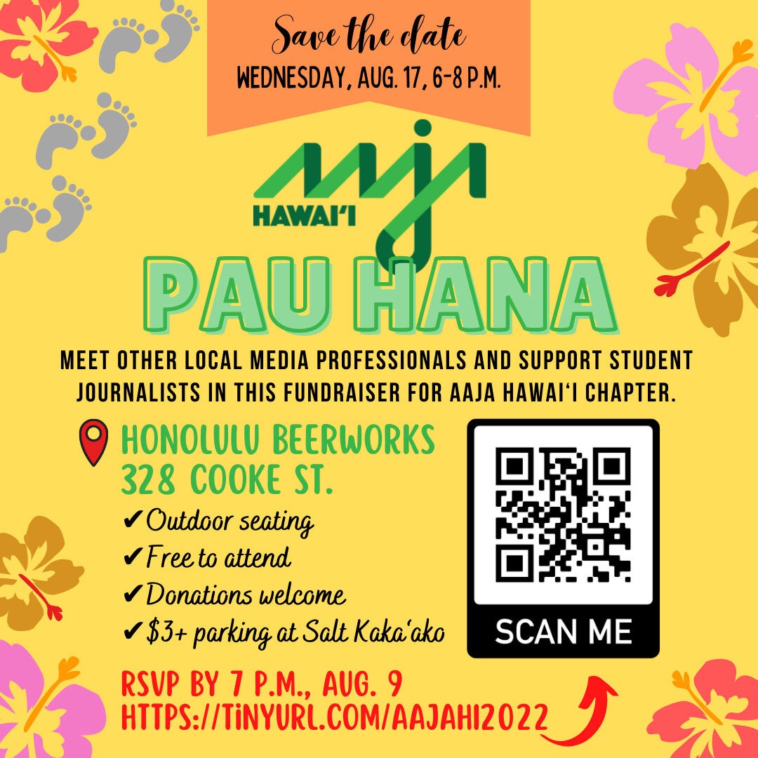 Please join us on Aug. 17 for a fundraiser &amp; pau hana at Honolulu Beerworks! RSVP here: forms.gle/FLAinqmC4soVq3…

This fundraiser is part of a multi-chapter effort to support <a href="/aaja/">Asian American Journalists Association est. 1981</a>. Funds raised for the Hawai‘i chapter will support student journalists: fundraisers.hakuapp.com/kimberly-yuen