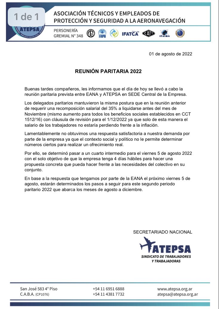 👉🏻 Información para afiliadas/os trabajadores de EANA SE. #paritarias2022 #ATEPSA

👇🏼👇🏼👇🏼