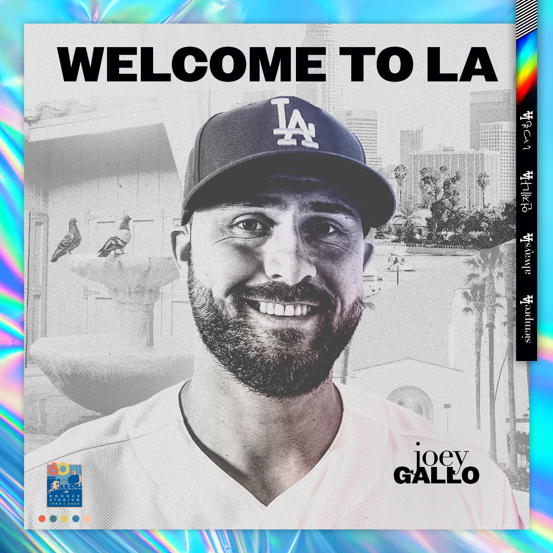 Dodgers's tweet photo. Welcome to Los Angeles, @JoeyGallo24! https://t.co/qktYpzh2mX