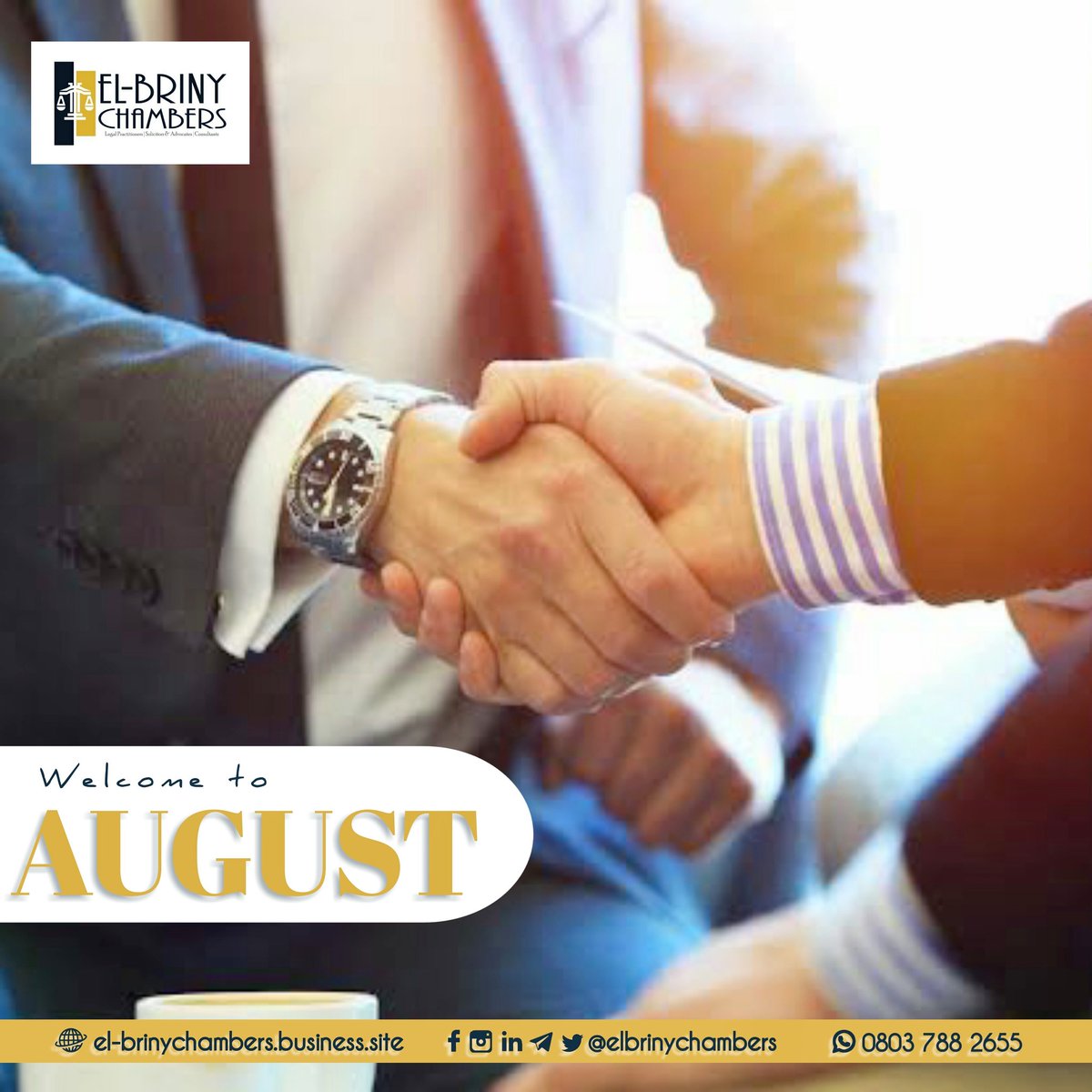 ElBrinyChambers's tweet photo. Welcome to #AUGUST 2022.
We appreciate your continued patronage.
Keep trusting us to give you many reasons to smile. 😊
#HappyNewMonth
#ElBrinyChambers
#Law #Lawyer #Legal #LawFirm https://t.co/CFC86xbwvZ
