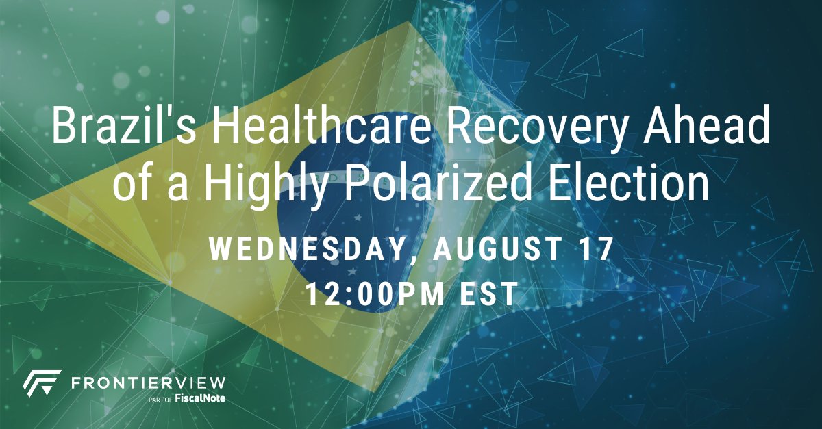 Join <a href="/GabrielaHubner/">Gabriela Hubner</a>, <a href="/FrontierView/">FrontierView</a>'s Healthcare Analyst for Brazil, as she provides an update on #healthcare recovery in Latin America’s largest market. 

bit.ly/3OOisYQ