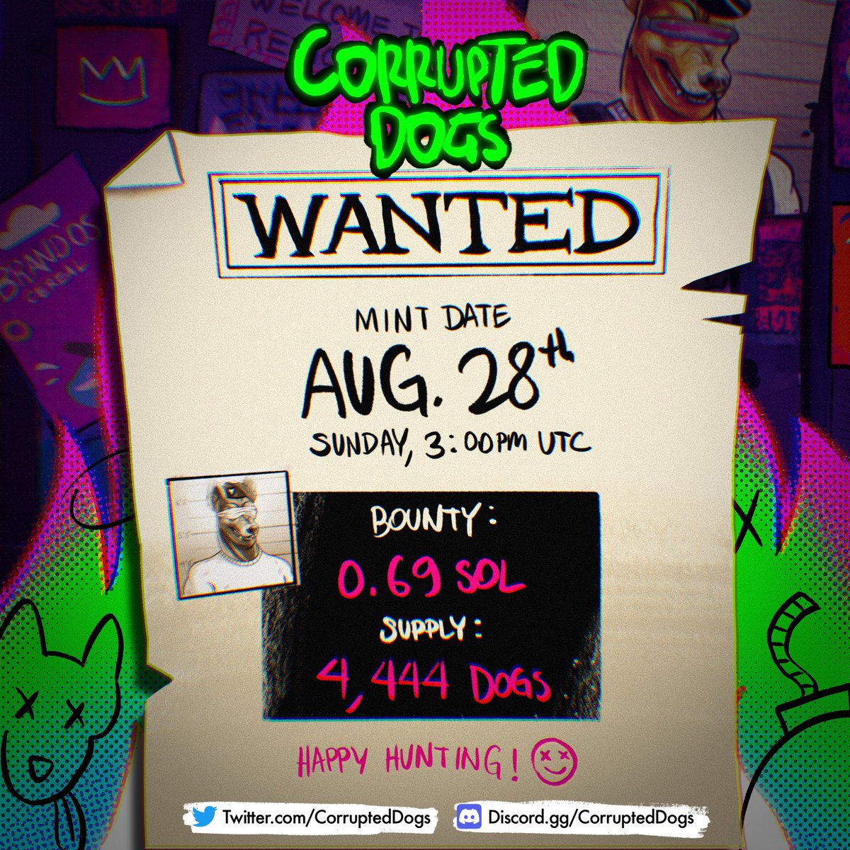 CorruptedDogs's tweet photo. Mint details confirmed! ✅

Join our Discord to keep up to date: 
https://t.co/qSlCvNvr3t

#NFTCommunity #mintingsoon #SolanaNFTs https://t.co/X8atIsfMyB