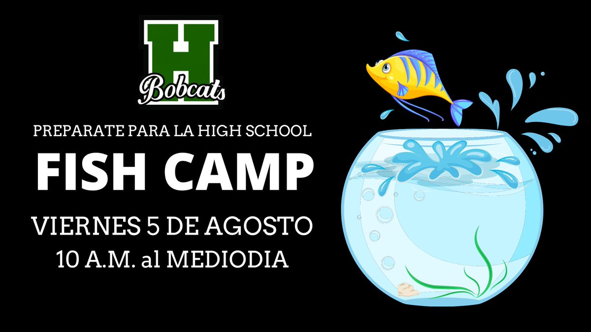 Do you have an incoming freshman? New ninth-grade students are encouraged to attend Fish Camp from 10 a.m. to Noon on Friday, August 5. Fish Camp is an event designed to help all freshman students navigate their transition to high school. #HigherHeights #HempsteadISD