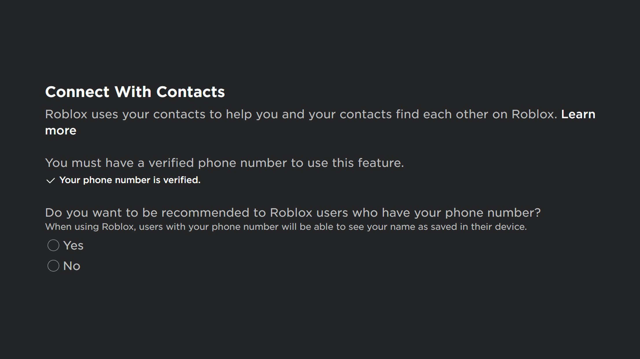 Roblox will let 13+ users import contacts and add recommended friends
