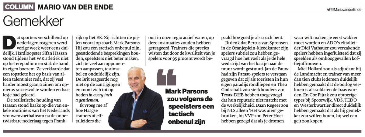 Maandagcolumn AlgemeenDagblad-HaagscheCourant
<a href="/HVH_Twit/">HaagseVoetbalhistorie</a> <a href="/Haagsamvoetbal/">Haagsamateurvoetbal</a>