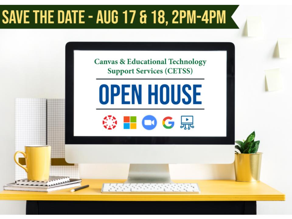 NOVA_CETSS's tweet photo. Please join us for the Fall 2022 Canvas and Educational Technology Support Services (CETSS) Open House on Wednesday, August 17th and Thursday, August 18th  from 2pm - 4pm, on Zoom. We are hosting sessions on Canvas, Course Design and Educational Technology Tools for you. https://t.co/F5Ud6sBLbL