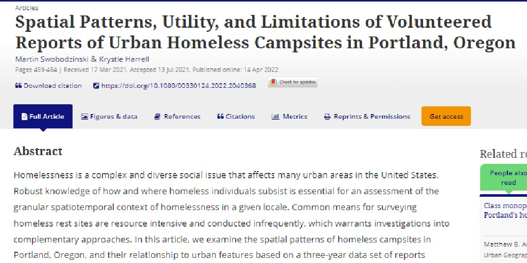 American Association of Geographers (@theaag) on Twitter photo Homelessness is a complex challenge in many urban areas. <a href="/mswobodzinski/">Martin Swobodzinski</a> and Harrell use volunteered geographic data to assess the homelessness situation in Portland, Oregon. bit.ly/3ubqX8Y Homelessness is a complex challenge in many urban areas. <a href="/mswobodzinski/">Martin Swobodzinski</a> and Harrell use volunteered geographic data to assess the homelessness situation in Portland, Oregon. bit.ly/3ubqX8Y