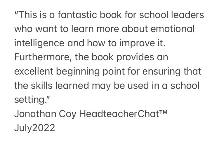 Book review by <a href="/Headteacherchat/">HeadteacherChat</a> Thank you for taking the time to review <a href="/TheEQTeacher/">The Emotionally Intelligent Teacher</a> - really do appreciate this. 👌🏻📚 #part2 <a href="/BloomsburyEd/">Bloomsbury Education</a>