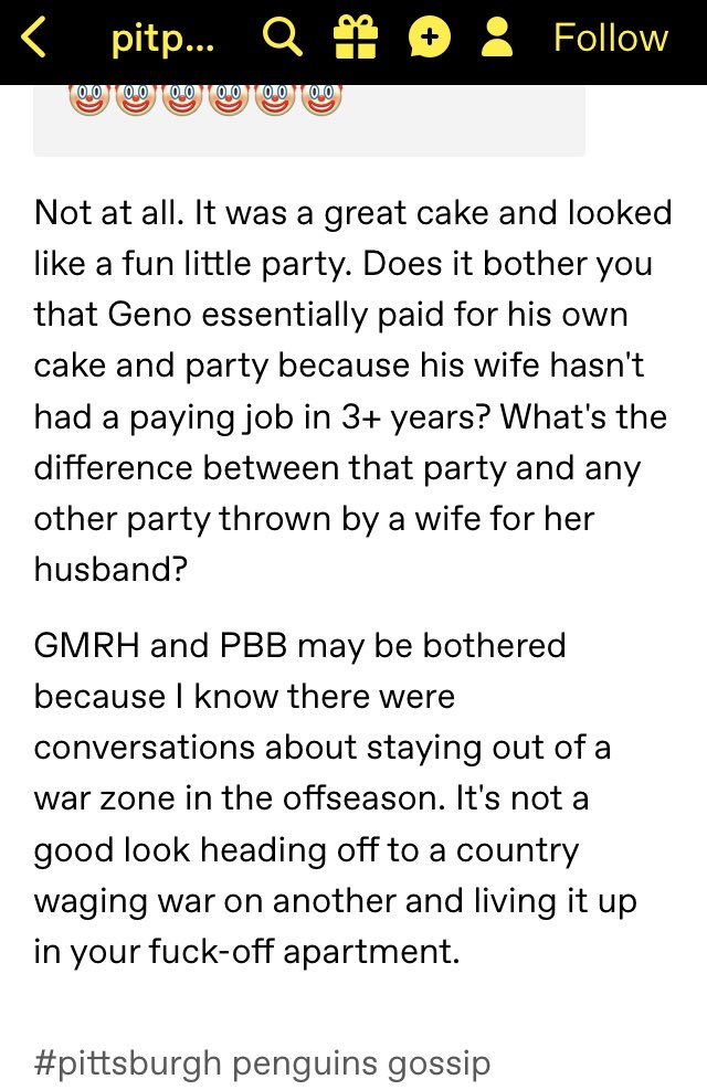 I'm wondering how an org <a href="/penguins/">x - Pittsburgh Penguins</a> <a href="/PenguinsPR/">Penguins PR</a> would feel about their employee running a gossip blog on Tumblr?

pitpensgossip.tumblr.com/post/691500041…

Of course, this is another impostor, but it would be funny if PP were doing something like Russophobia 😂 <a href="/emalkin71geno/">Evgeni Malkin</a>