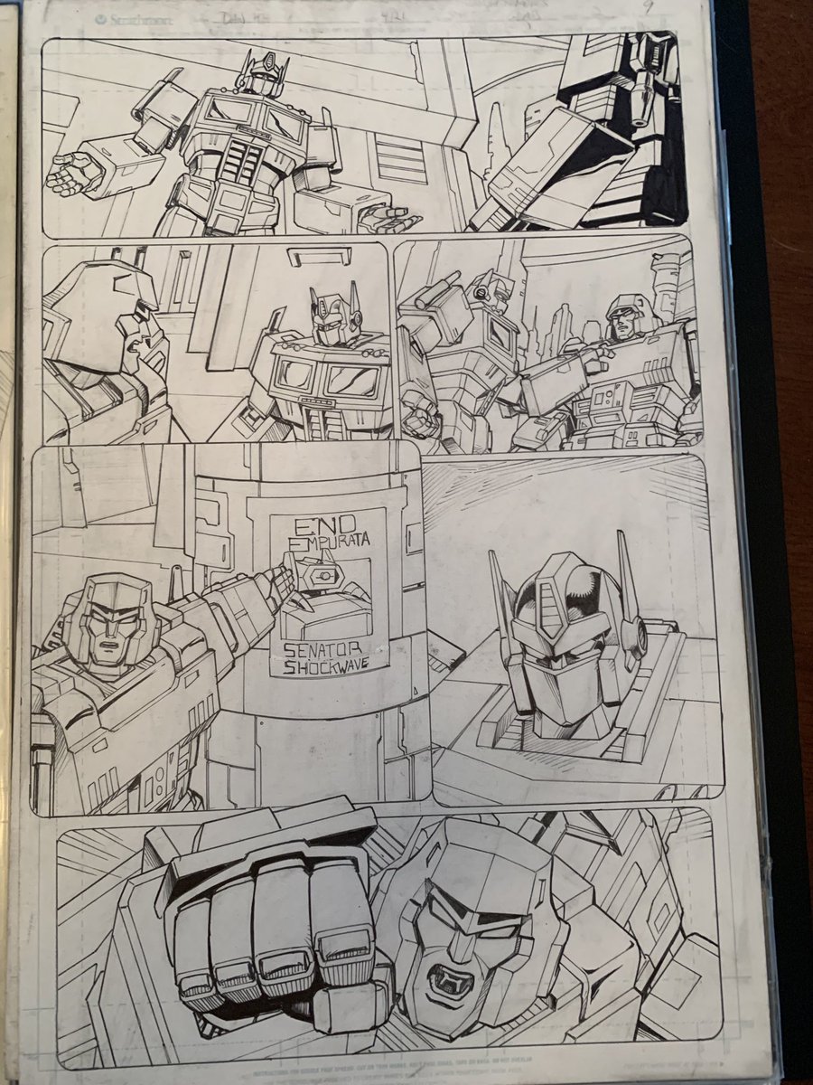 I have a few original pages from Transformers Shattered Glass #2( Megatron spotlight) left. These pages have one of the Optimus v.Megatron fights from the book. They’re $200 a piece. If anyone reading would be interested just DM me.