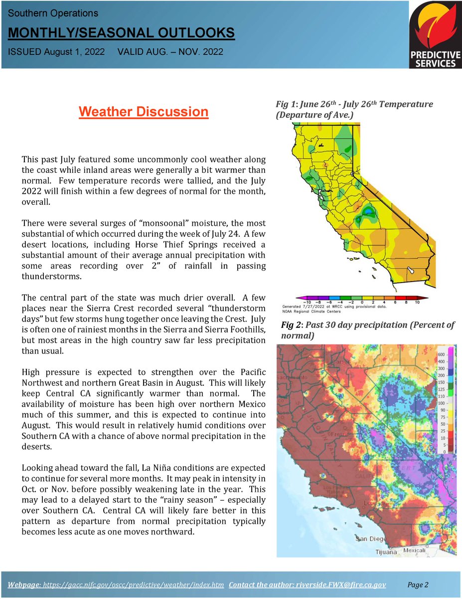 JhawkFire's tweet photo. 1/2 #Wildfire #SoCalif #SoOpsPredictiveServices August-November 2022 #Assessment_Outlook #FireWeather #FireFuels #FireBehavior
https://t.co/S61aL2xMV3
@NWSLosAngeles @NWSSanDiego @sawti_forecast @NWS_IMET_OPS @NWSSPC @RichIMET https://t.co/9QFkxOtVrf