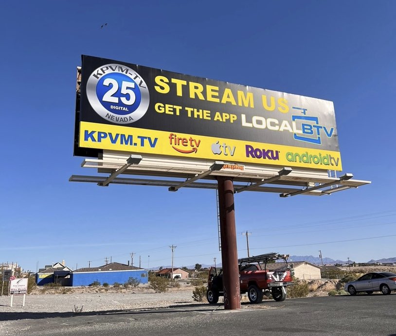 LocalBTV's tweet photo. Love our billboard with @kpvm.tv in Las Vegas! 🎰📺📲 

Send us a pic if you see it 👀 

#LocalBTV #KPVMTV #TVonyourphone #LasVegas #Streaming #TVApp #Vegas #Billboard https://t.co/f1QsjfyAgo