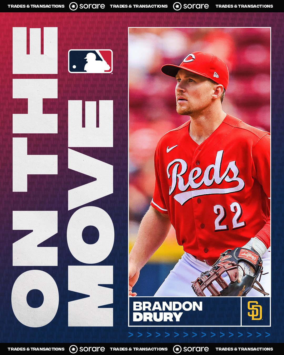 Cincinnati Reds' Brandon Drury reacts to trade to San Diego Padres