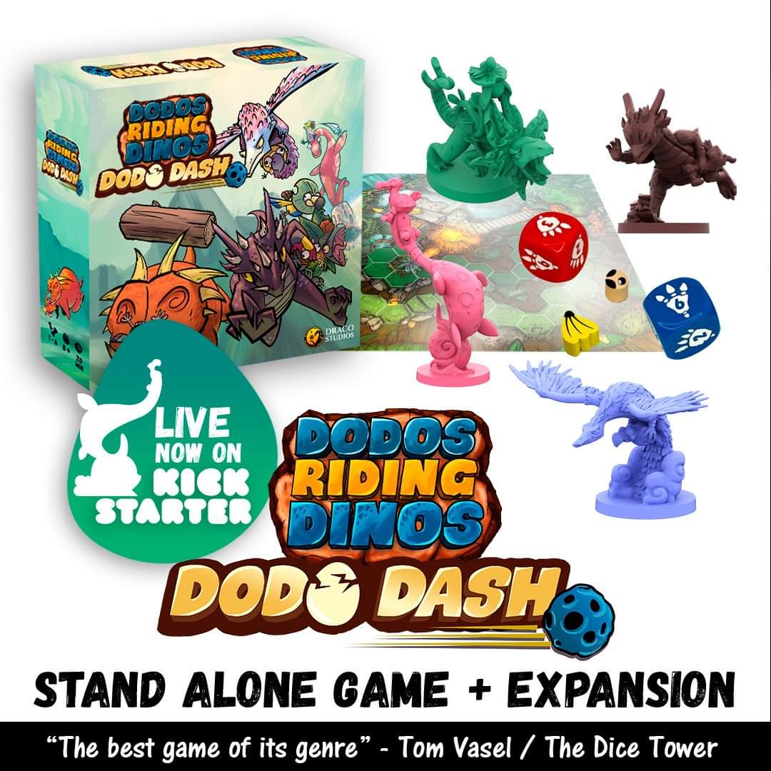 Dodos Riding Dinos reprint and new Dodo Dash expansion! by