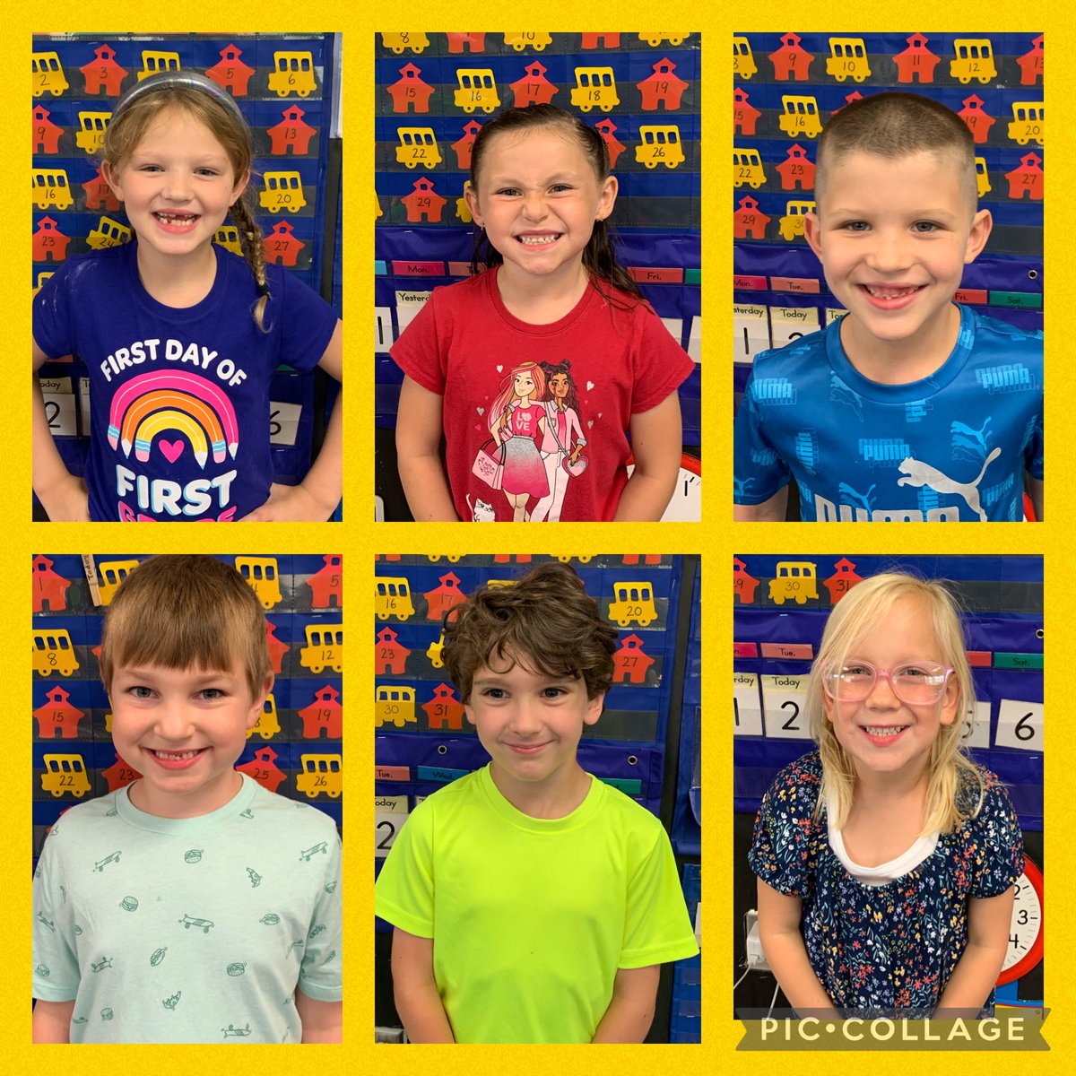 kmckee_mckee's tweet photo. Check out these fun firsties!  Had a great first day back to school!  #gccougars #harrisproud #gcsc https://t.co/qKNKmxlHke