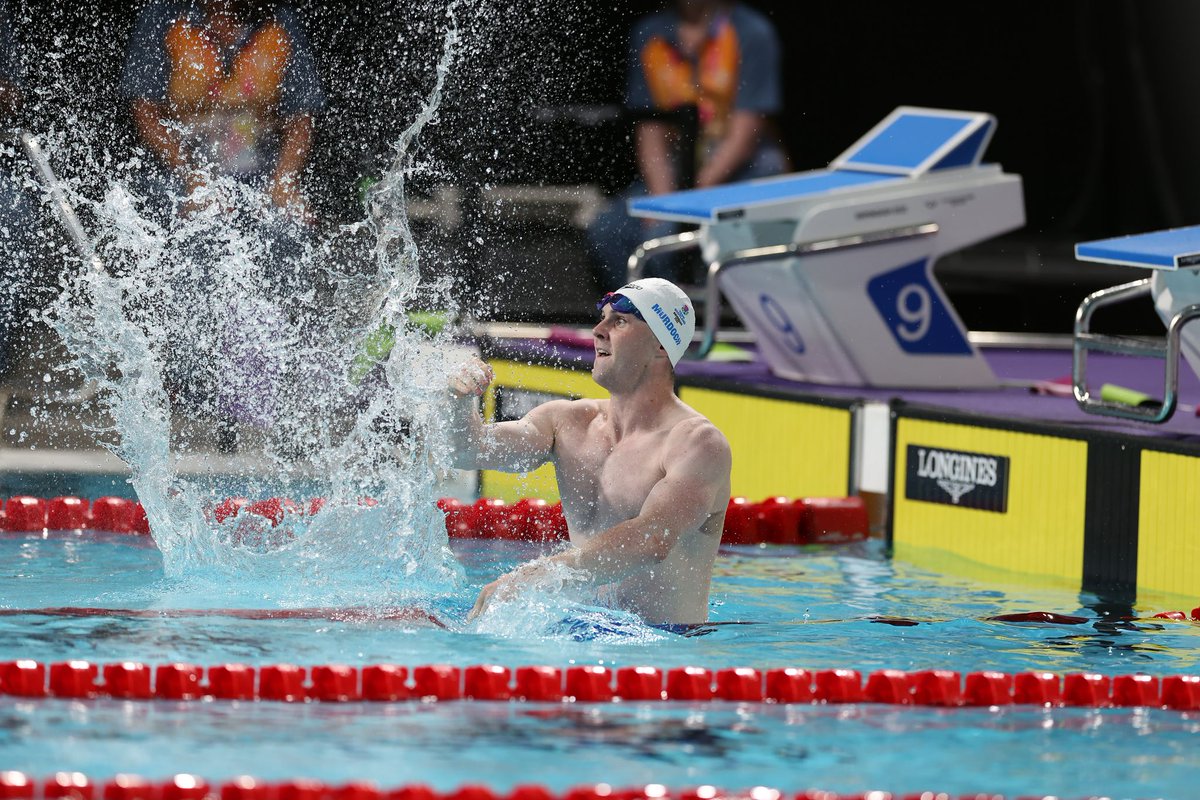ScottishSwim's tweet image. An outpouring of emotion from @RossMurdoch_ as he completes the Breaststroke medal trilogy, with the 50m accolade which has eluded him until now!🏴