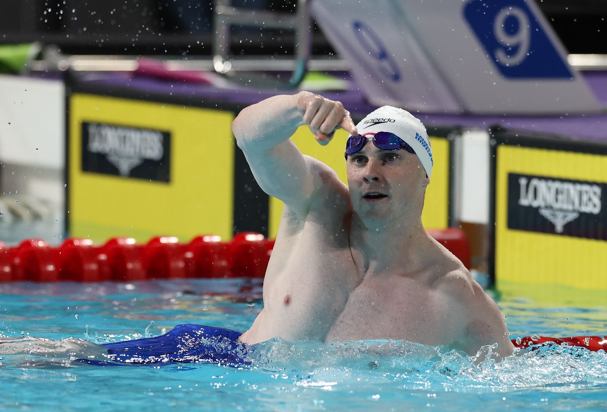 ScottishSwim's tweet image. An outpouring of emotion from @RossMurdoch_ as he completes the Breaststroke medal trilogy, with the 50m accolade which has eluded him until now!🏴