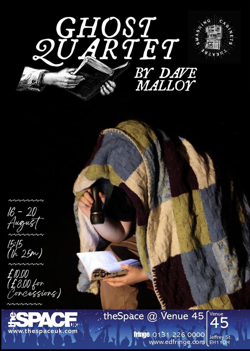smashingtheatre's tweet photo. Only 2 weeks until opening
day!!!

Still time to book tickets !!

https://t.co/AkqWFkzDTp

Thank you to @thespaceuk!❤️

#edinburghfringe #thespaceuk #davemalloy
#ghostquartet #edinburgh #edfringe #EdFringe2022 https://t.co/yr4xadlDyU