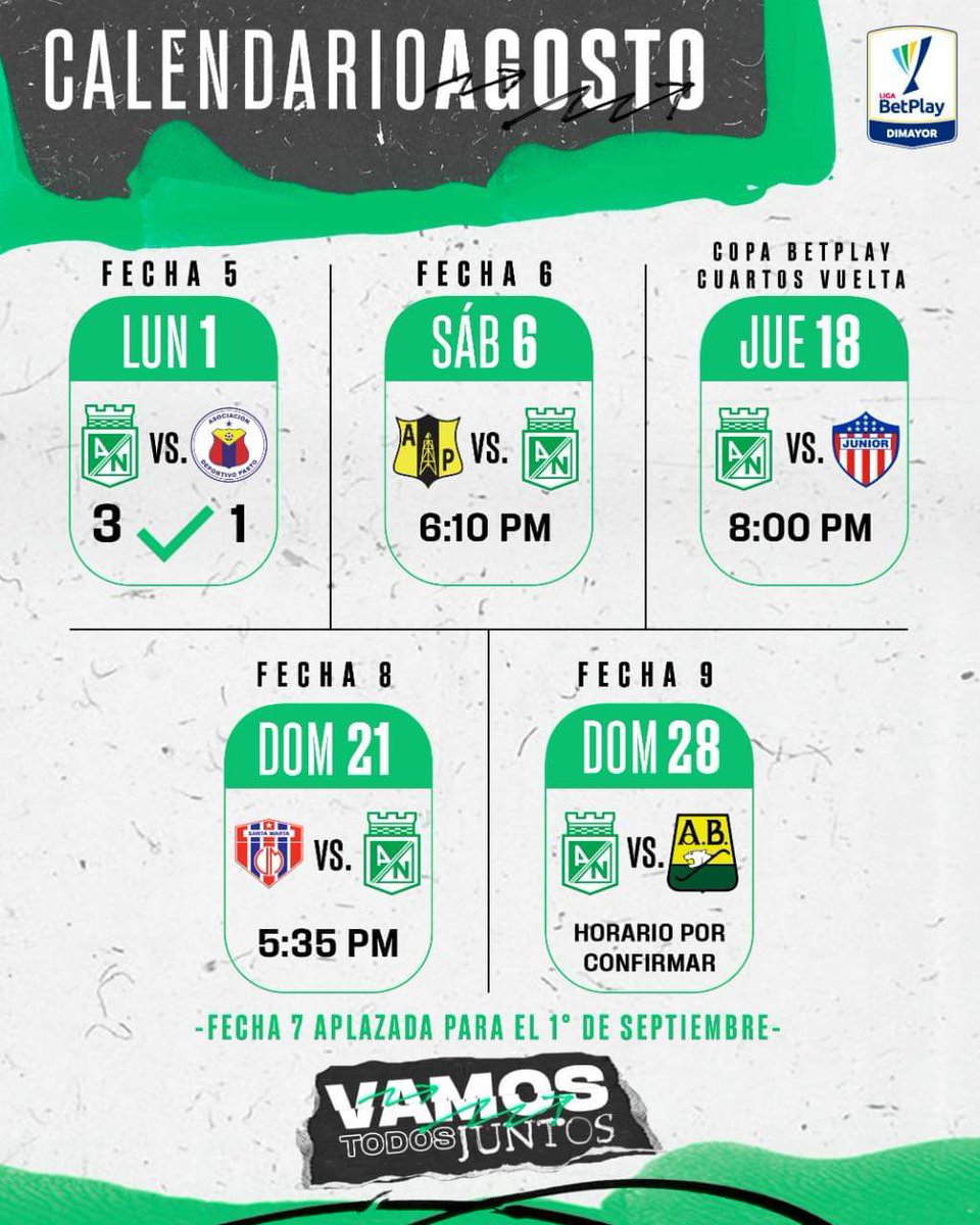 LDS_LETICIA's tweet photo. Calendario de #AtleticoNacional para el mes de Agosto⬇️⬇️⬇️

#VamosNacional
#LosDelSurSiemprePresentes #LeticiaVerdolaga10Años

📸: @nacionaloficial https://t.co/Du9hfeOgww