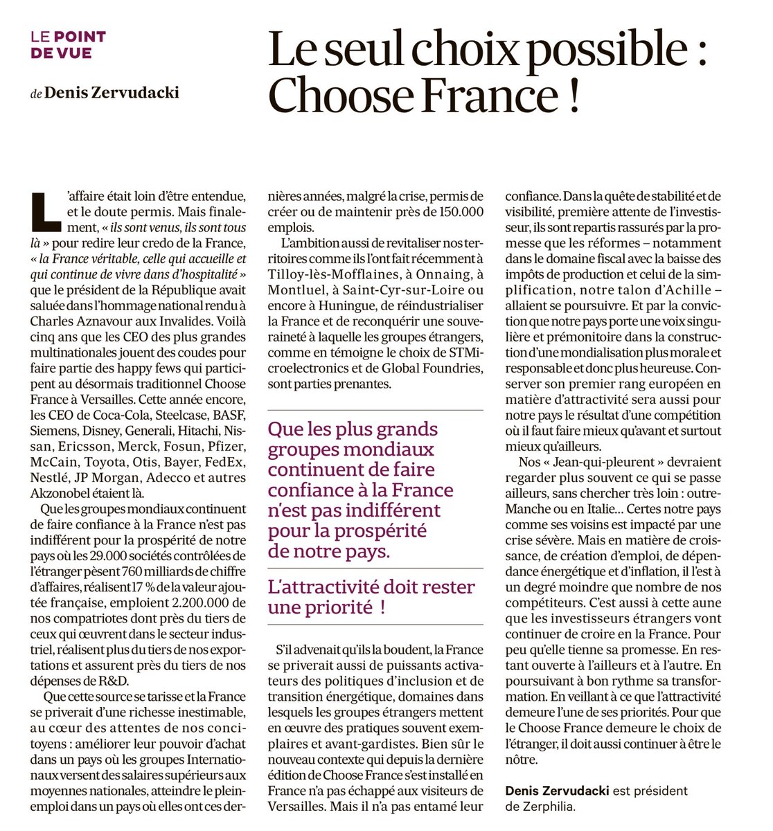 L’attractivité est la clé de la prospérité pour les années qui viennent !