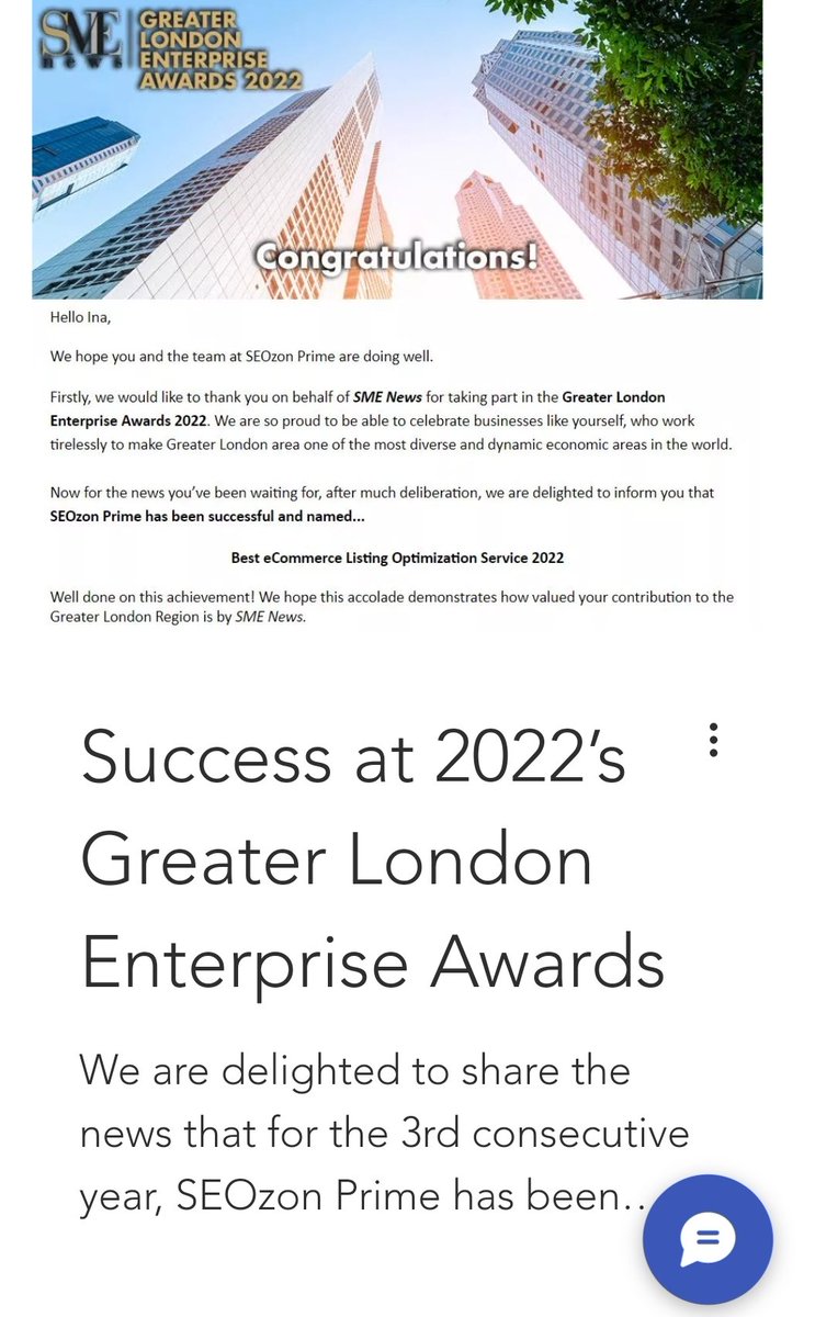 SEOzonPrime's tweet photo. π π @SeozonPrime wins "Best eCommerce Listing Optimization Service" for 3rd year in a row at the 2022 Greater London Enterprise Awards! π Thank you so much for the honour @SME__News! #amazonseller #fba #amazonbusiness #ecommerce #ecommercestore #amazoncopywriting #smenews #sme https://t.co/oMEUrVLm5c