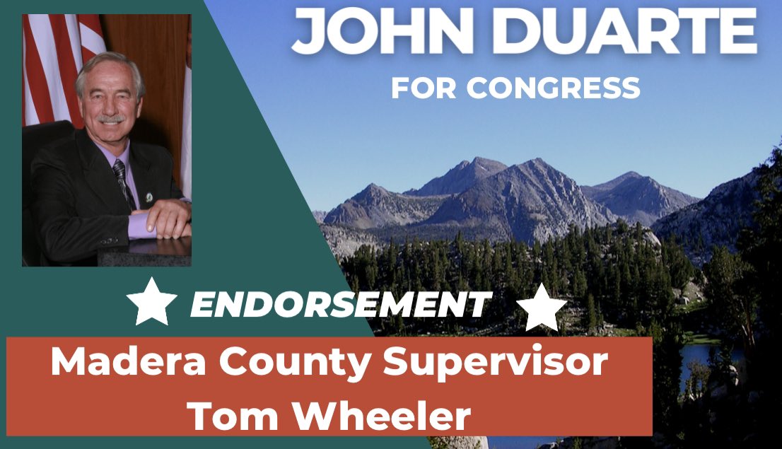 Duarte4Congress's tweet photo. Welcome to #TeamDuarte Madera Supervisor Tom Wheeler! Thank you so much for your support.

#CA13 #DuarteForCongress #SendAFarmerToCongress https://t.co/5U450XnHVd