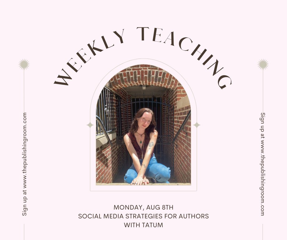 publishing_room's tweet photo. Join us this Monday, August 8th, in learning more about social media strategies for authors! Tatum will be educating us on what social media platforms are popular for authors and how to widen your audience. To sign up, join our membership here: https://t.co/RNF23OlqXy ✨ https://t.co/RIUk5OeeFO