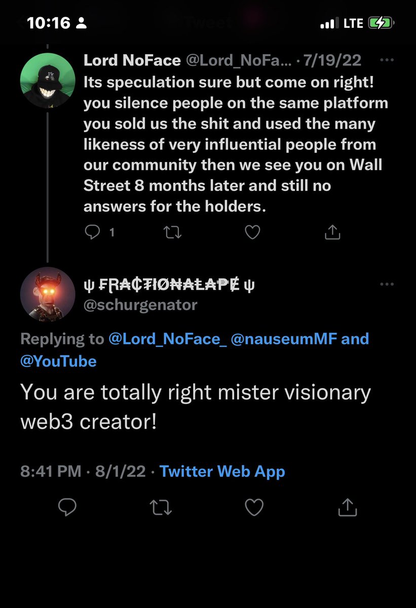 Just got this screen shot from <a href="/Lord_NoFace_/">Lord NoFace</a> seems he put out a video informing people of what has become of this “slow rugged” project due to the implications of <a href="/DNABlock/">0x0sign</a> and the lead developer just confirms it! 👀WTF must think nothing will ever come of this. You robed apes🚨