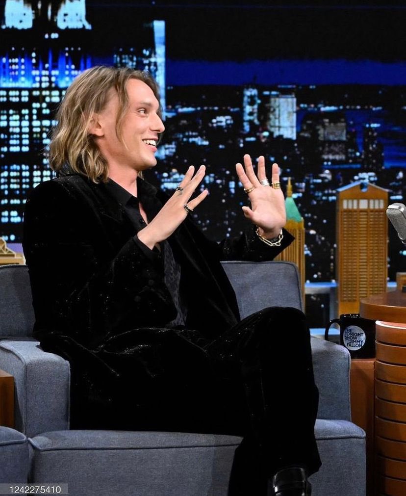 jamie campbell bower during his interview at the tonight show by jimmy fallon‼️

#JamieOnFallon
