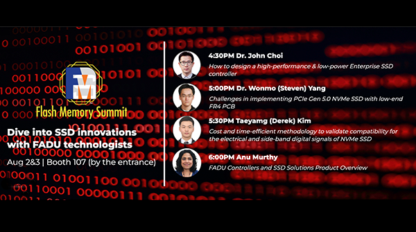 FaduTechnology's tweet image. Join the FADU executive team who will be presenting technical papers starting at 4:30 today at the FADU Theater in Booth 107. There will also be a raffle with each presentation.

Booth 107 Demos | Presentations 
Technical Papers
#SSD #datacenter #hyperscalers #FMS2022