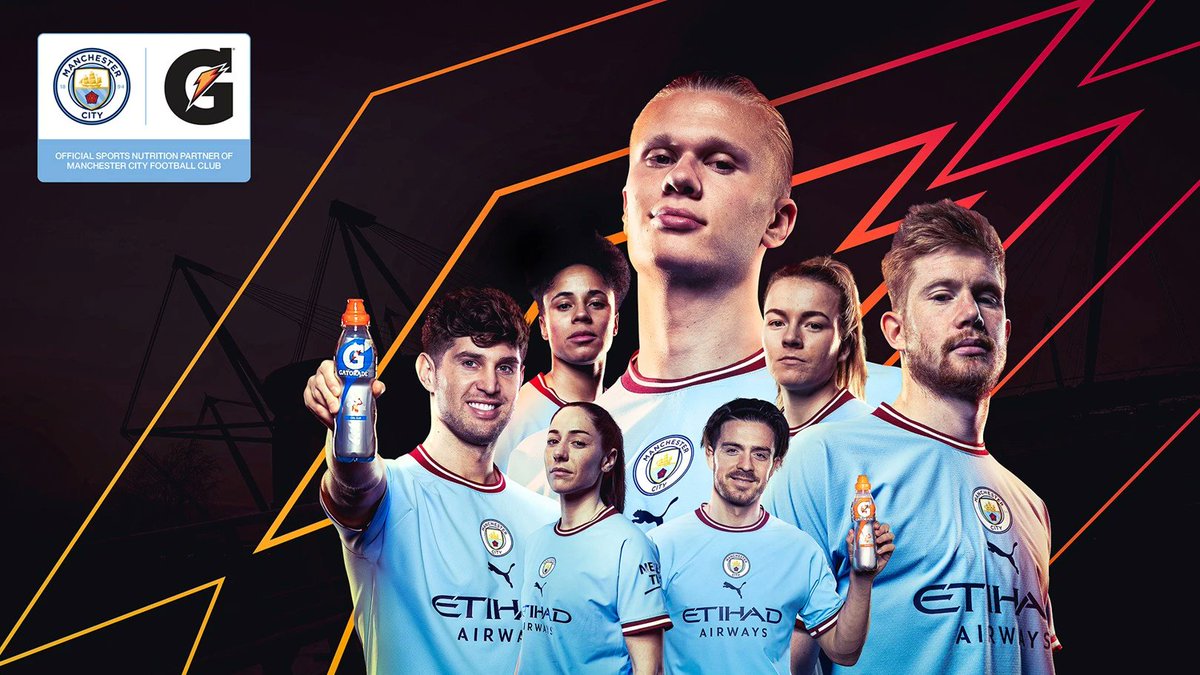 smechem19's tweet photo. @ManCity has renewed its partnership with @Gatorade  lasting through 2025. Their partnership began in 2017 &amp; we will continue to see the brand as the official sports nutrition partner of both men’s and women’s teams. #ManCity #Gatorade ⚽️🤝🏼
Source: @SBJ @Sports_Biz_Prof https://t.co/MEKaJ2GG7b
