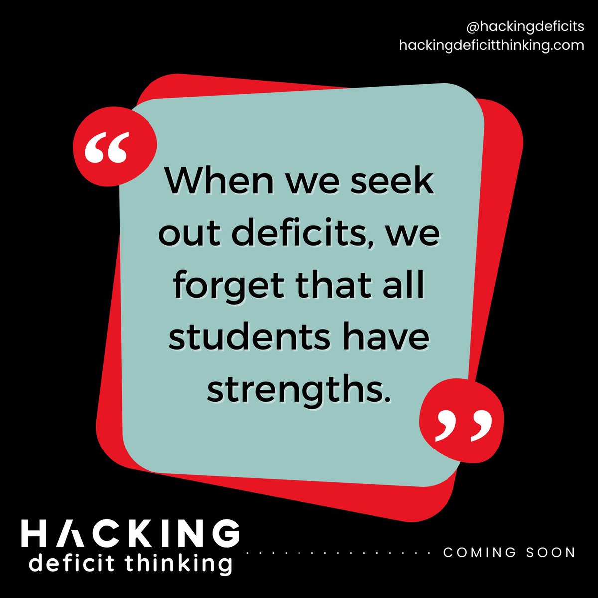 bestrengthbased's tweet image. All students have strengths 💯
.
.
#hackingdeficits #deficitthinking #antideficit #equity #strengthbased #education #students #teachers #k12 #edu #teaching #teachhustleinspire #blackeducators #restorative