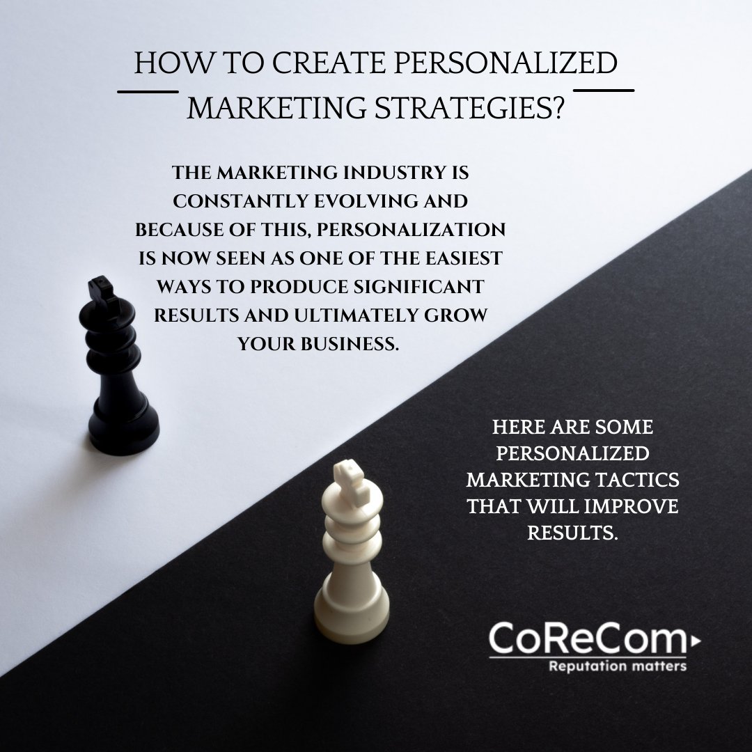 CoReComAgency's tweet photo. Personalized marketing is a goal for many businesses, however you need to know the right strategies to succeed.

#CoReComExperience #ReputationMatters #Creativity #Design #sociallistening #marketing #socialnetwork https://t.co/bqVdjcheer