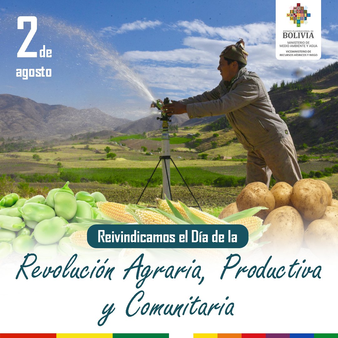 vrhr_bolivia's tweet photo. 𝟐 𝐝𝐞 𝐀𝐠𝐨𝐬𝐭𝐨 | 𝐃𝐢́𝐚 𝐝𝐞 𝐥𝐚 𝐑𝐞𝐯𝐨𝐥𝐮𝐜𝐢𝐨́𝐧 𝐀𝐠𝐫𝐚𝐫𝐢𝐚, 𝐏𝐫𝐨𝐝𝐮𝐜𝐭𝐢𝐯𝐚 𝐲 𝐂𝐨𝐦𝐮𝐧𝐢𝐭𝐚𝐫𝐢𝐚 @vrhr_bolivia  
@AmbienteyAgua 
#EstamosSaliendoAdelante
#ReformaAgraria https://t.co/WBxknfmwQZ