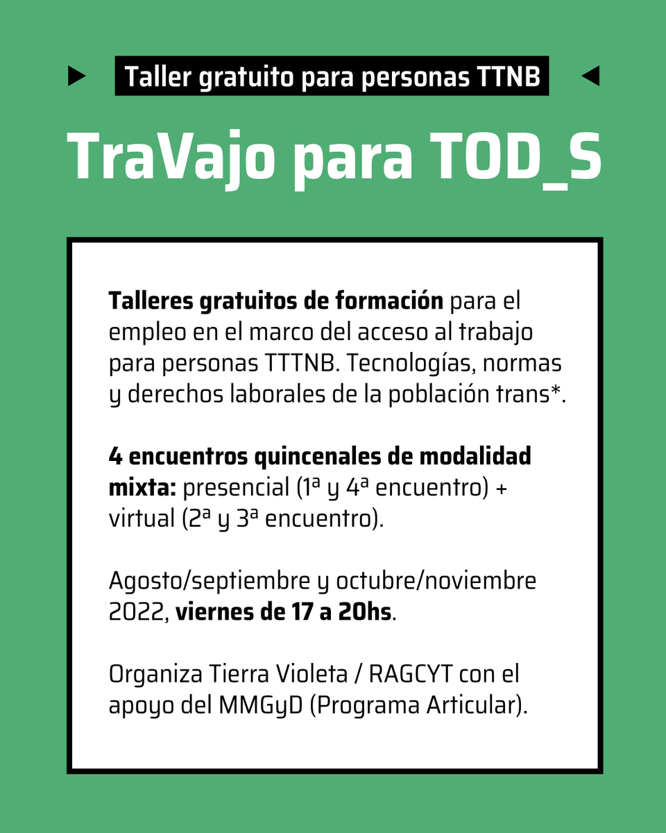 tierra_violeta's tweet photo. Sigue abierta la inscripción para este taller gratuito!
Agradecemos la difusión para llegar a las personas trans y travestis que no usan redes sociales 💜
Inscripción en https://t.co/iY8ynB5pYB https://t.co/vka7MaFRQc