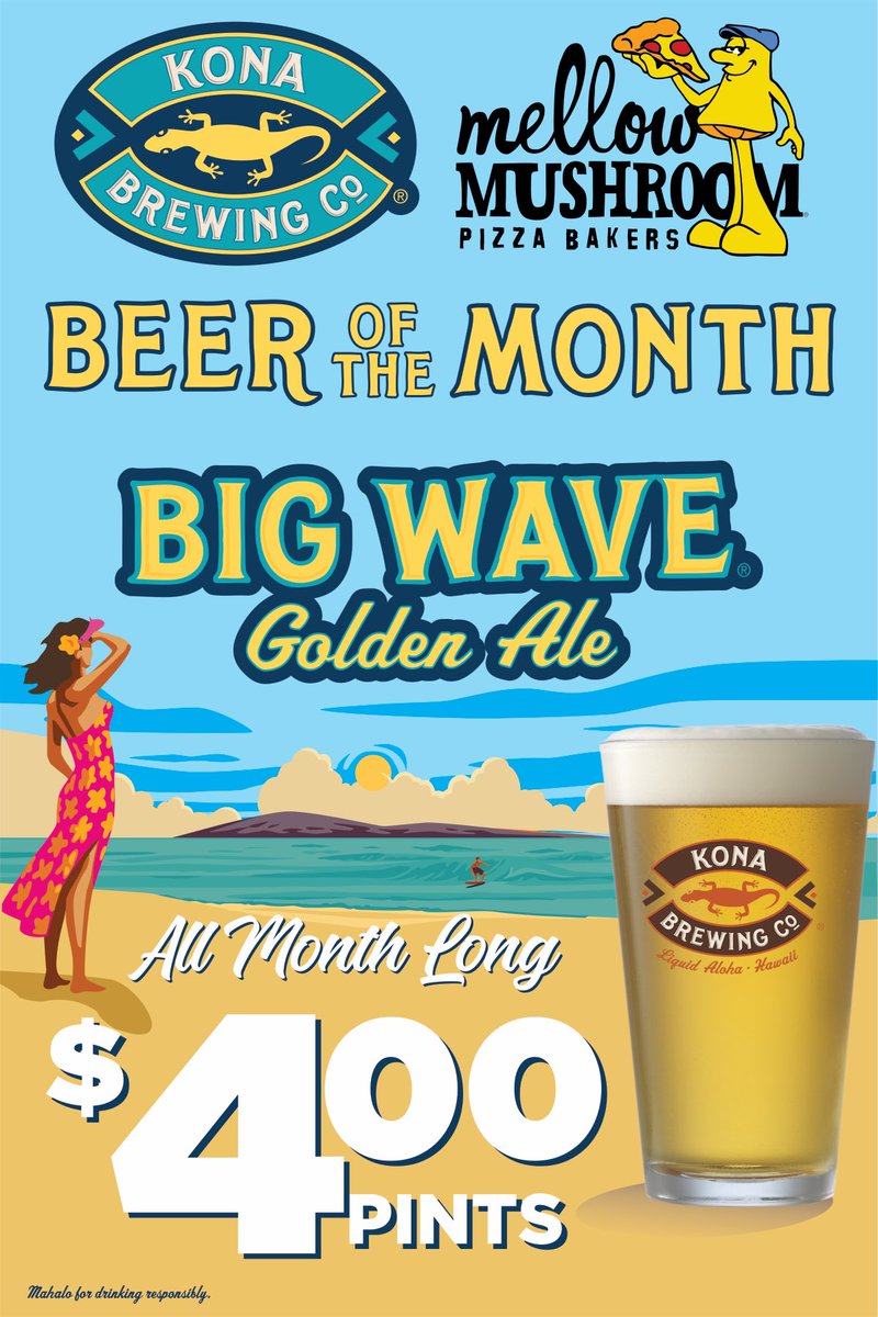 Mellow_STL's tweet photo. New month means new beer! 

The beer of the month for August is the popular Kona Big Wave 🌊

Come get this golden ale for just $4 all month 🍻

@KonaBrewingCo 

#mellowlovestl #stayMellowstl #mellowstl #mellowmushroom https://t.co/qX2yZXs8Tc