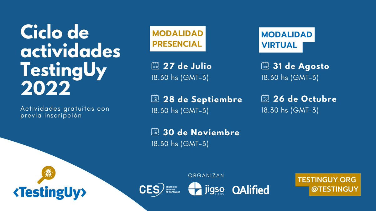 ¡En pocas semanas llega la segunda actividad el ciclo de actividades #TestingUy 2022! Más información próximamente😎#testing #softwaretesting #testinglatam