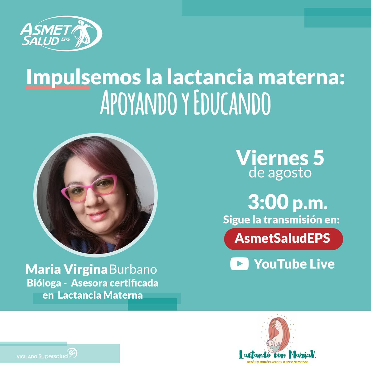 AsmetSalud's tweet photo. Te esperamos este viernes 5 de agosto a las 3:00 p.m. en nuestro Live: Impulsemos la lactancia materna, apoyando y educando. Conéctate en https://t.co/n2akXuMBGa https://t.co/bLPYPG0P6k